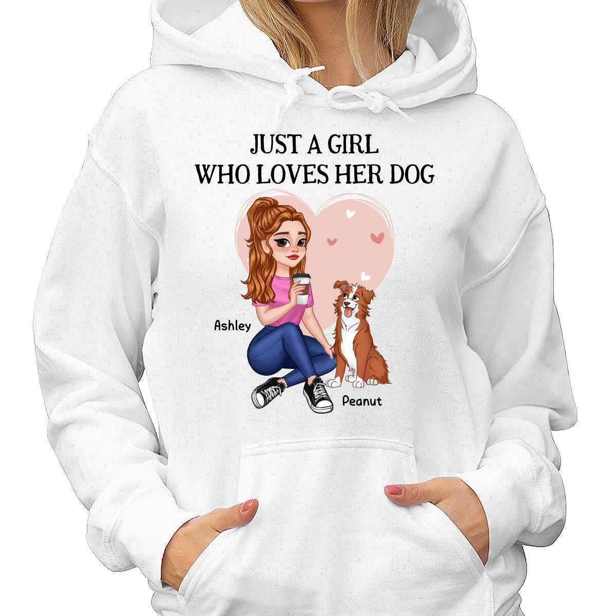 Just A Girl Who Loves Dogs Pretty Cartoon Girl Sitting With Cute Dogs Personalized Shirt