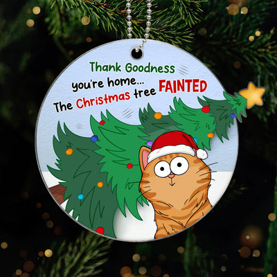 Christmas Tree Fainted Funny Expression Cats Personalized Acrylic Ornament