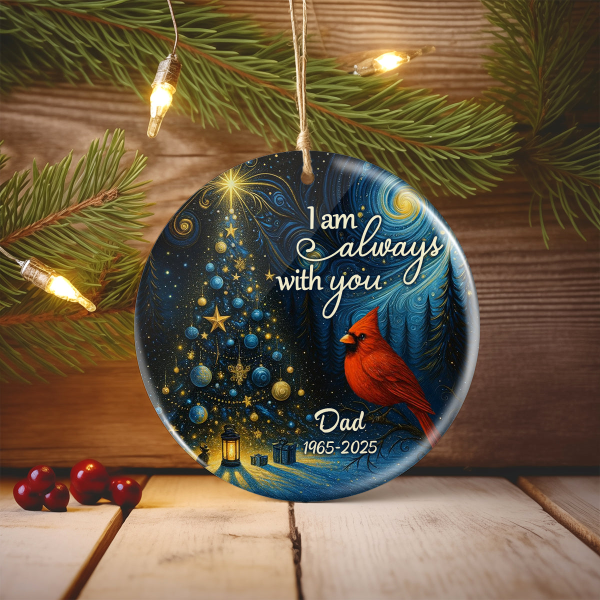 I Am Always With You Starry Night Personalized Ceramic Ornament, Memorial Remembrance Keepsake for Loved Ones
