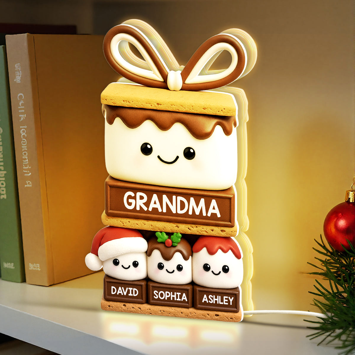 3D Effect Happy Smores Grandma Grandkids - Personalized Light Box - Christmas Gift For Grandmas