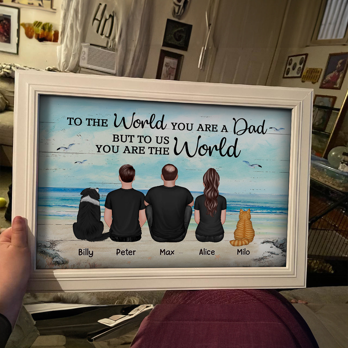 Dad And Sons Daughters Retro Vintage Beach - Personalized Poster - Gift For Dad, Husband