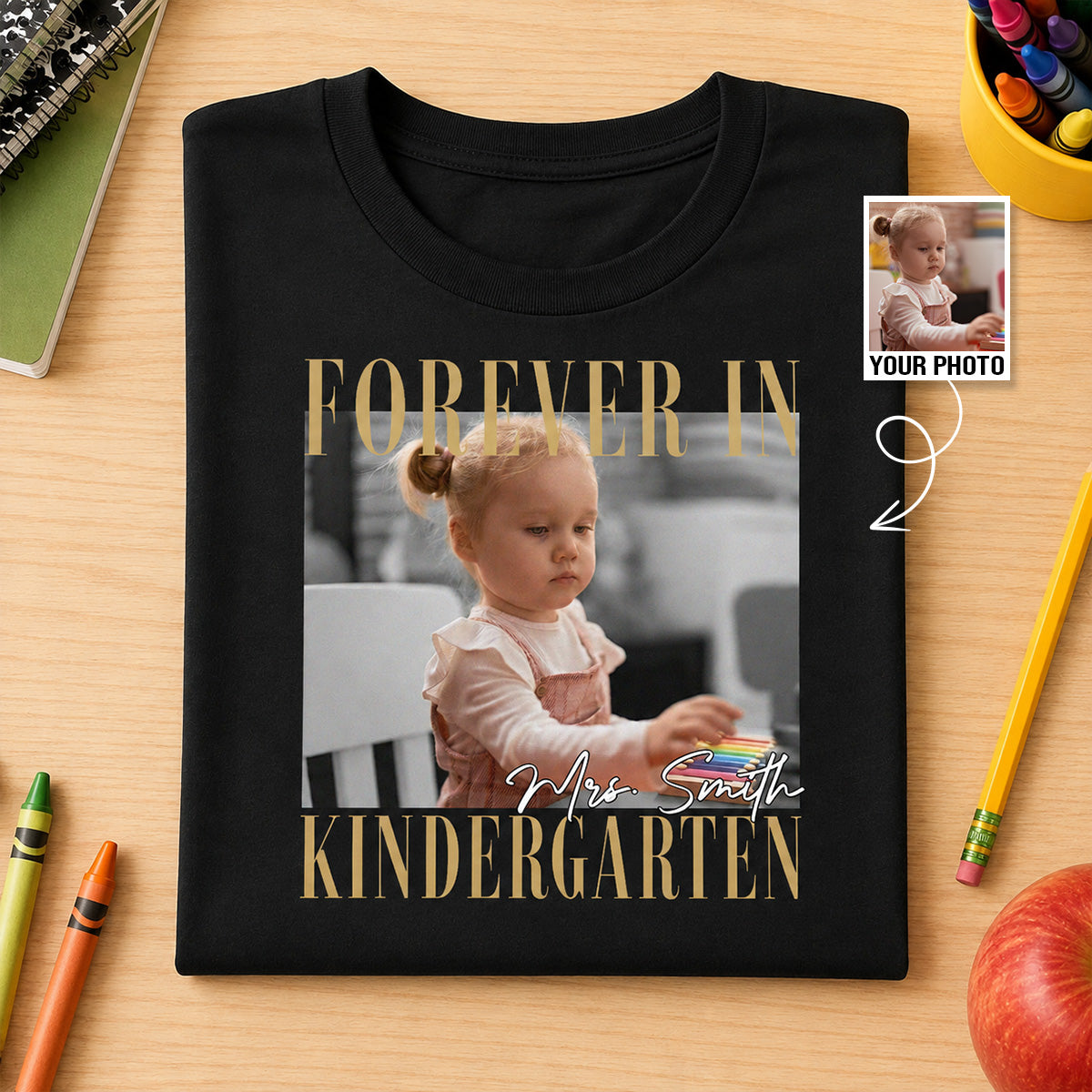 Forever In My School Era – Personalized Photo Shirt – Custom Name & Grade Back To School Shirt