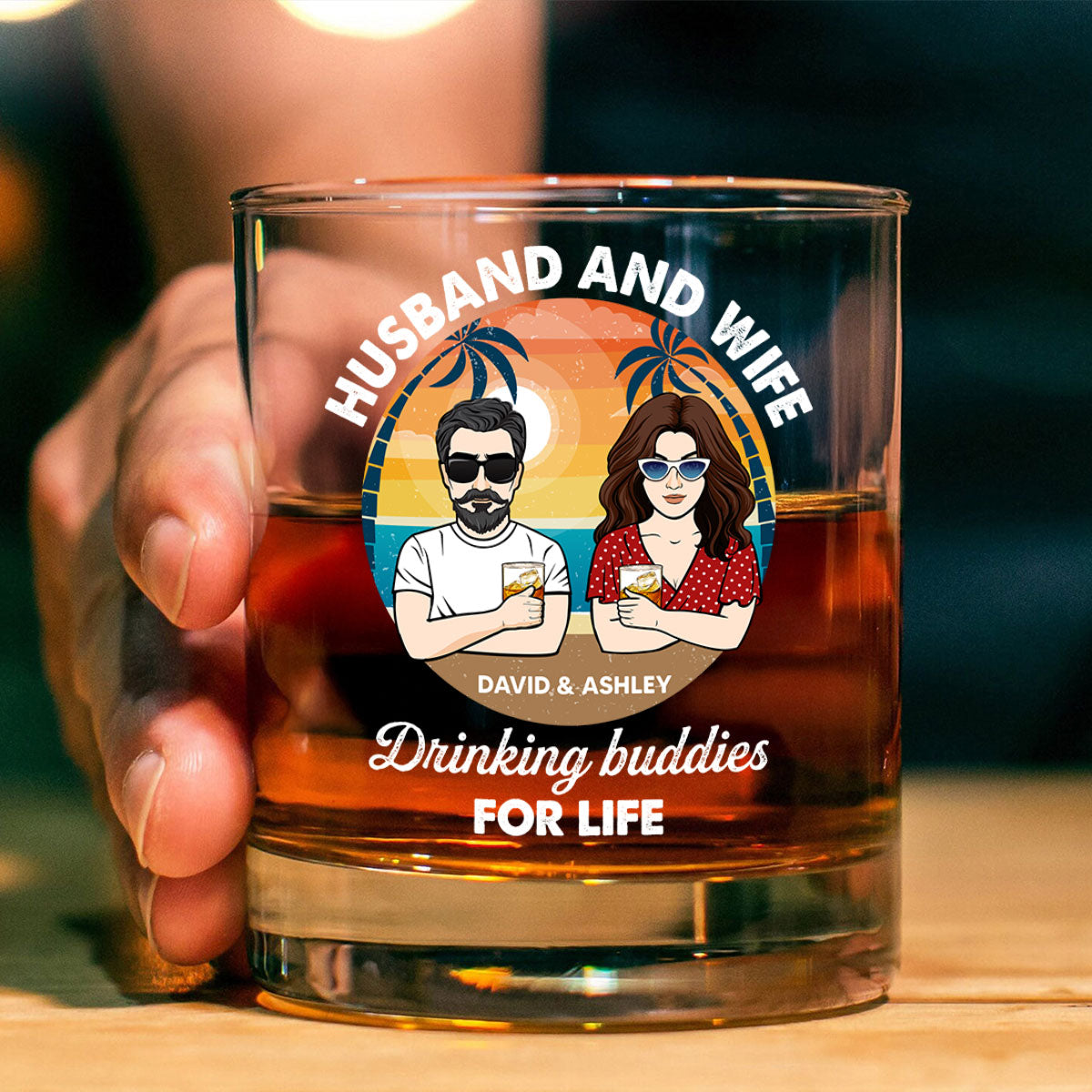 Husband And Wife Drinking Buddies for Life Personalized Wine Glass, Gift for him, Gift for her