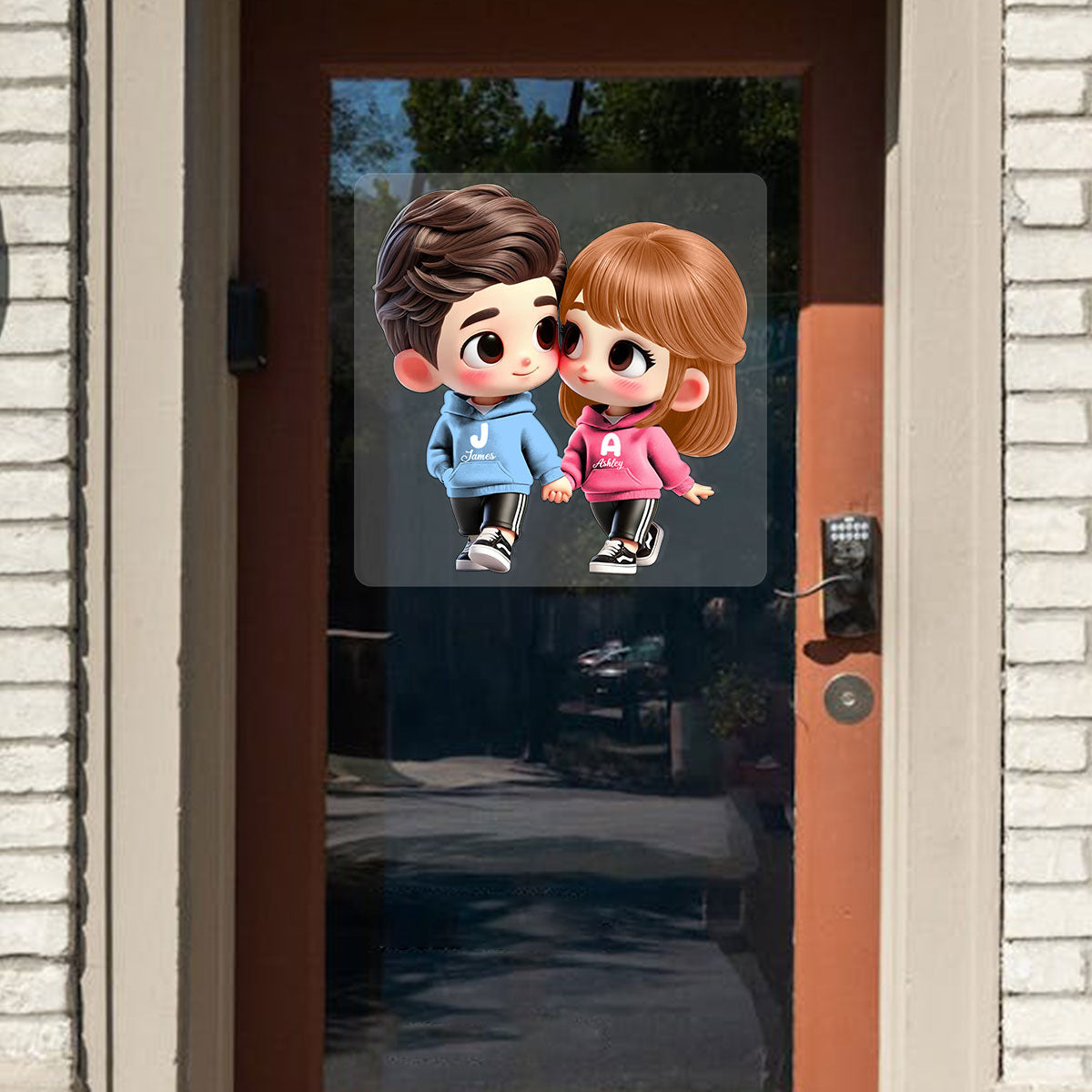 3D Effect Cute Cartoon Couple Holding Hands Personalized Car Decal, Window Sticker, Anniversary &  Gift for him, Gift for her