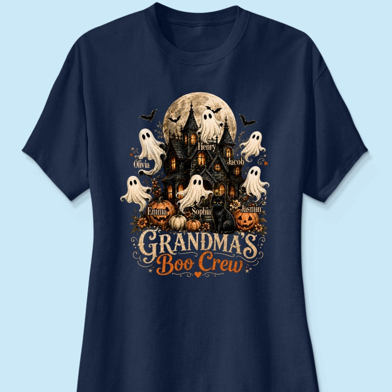 Grandma's Boo Crew Halloween Haunted House - Personalized Shirt - Gift for Grandma
