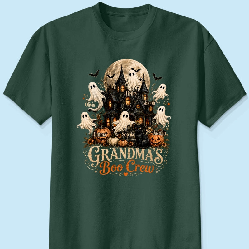 Grandma's Boo Crew Halloween Haunted House - Personalized Shirt - Gift for Grandma