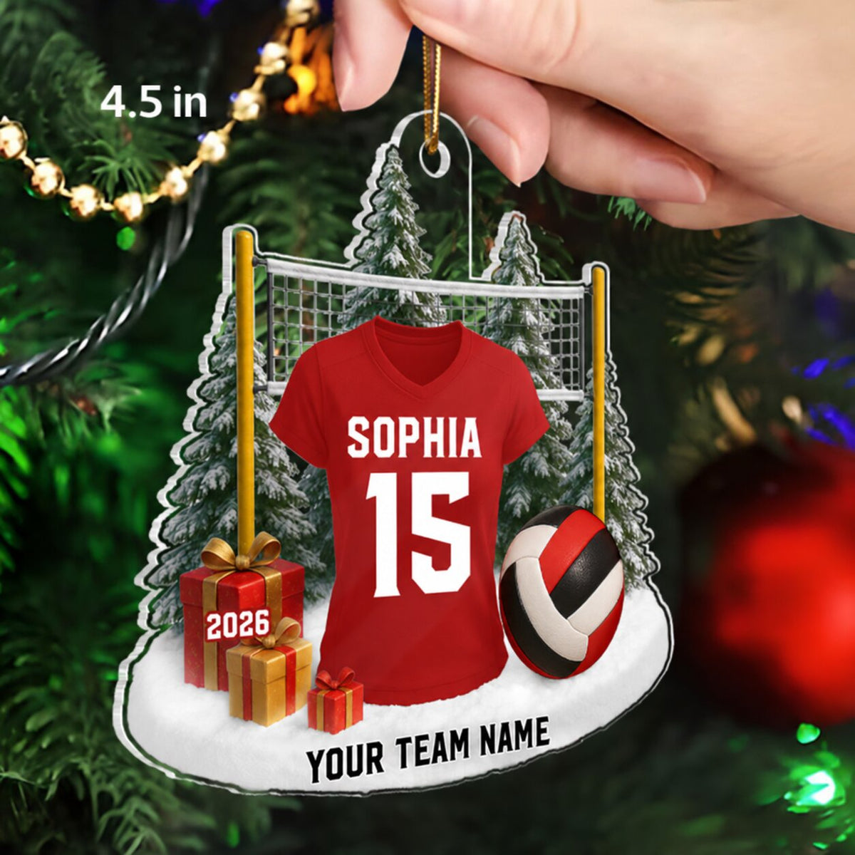 3D Effect Volleyball Player Uniform - Personalized Acrylic Ornament - Christmas Gift For Volleyball Players, School Volleyball Team