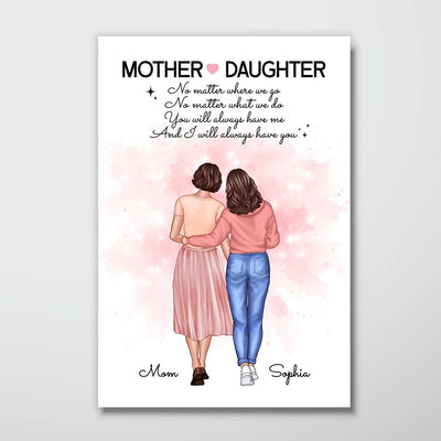 Mother Daughter No Matter Where We Go Gift Personalized Poster