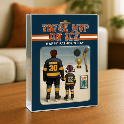 You're My MVP On Ice Hockey Dad Custom Action Figure Personalized Acrylic Block Plaque, Father's Day Gift for Dads, Gift for Husband