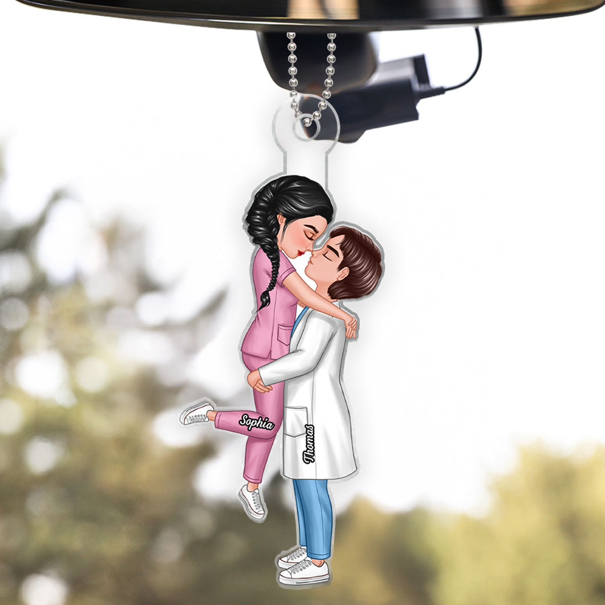 Hero Couple Hugging Kissing Personalized Acrylic Car Hanger Ornament, Anniversary  Gift For Him, For Her, For The Couple
