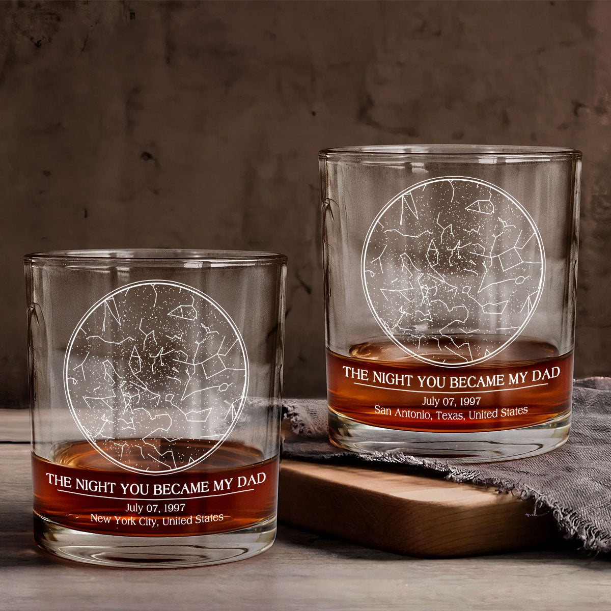 Custom Star Map by Date, The Day You Became My Dad Personalized Wine Glass, Father's Day Gift for Dad, Gift for Husband