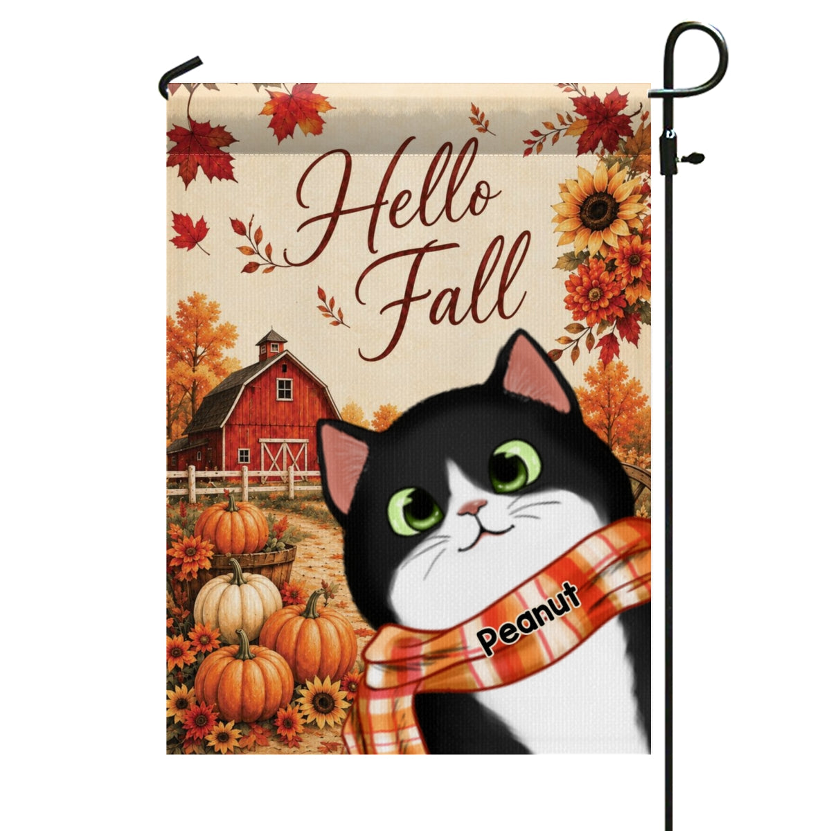 Trending Hello Fall Cute Cat - Personalized Garden Flag - Fall Season Gift For Cat Lovers