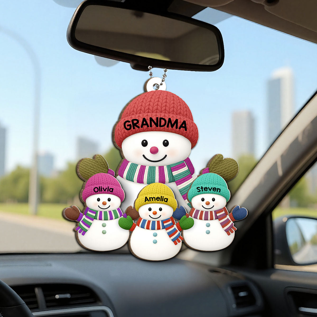 Christmas Grandma Grandkids Snowman Together Christmas - Personalized 2-Layer Wooden Ornament