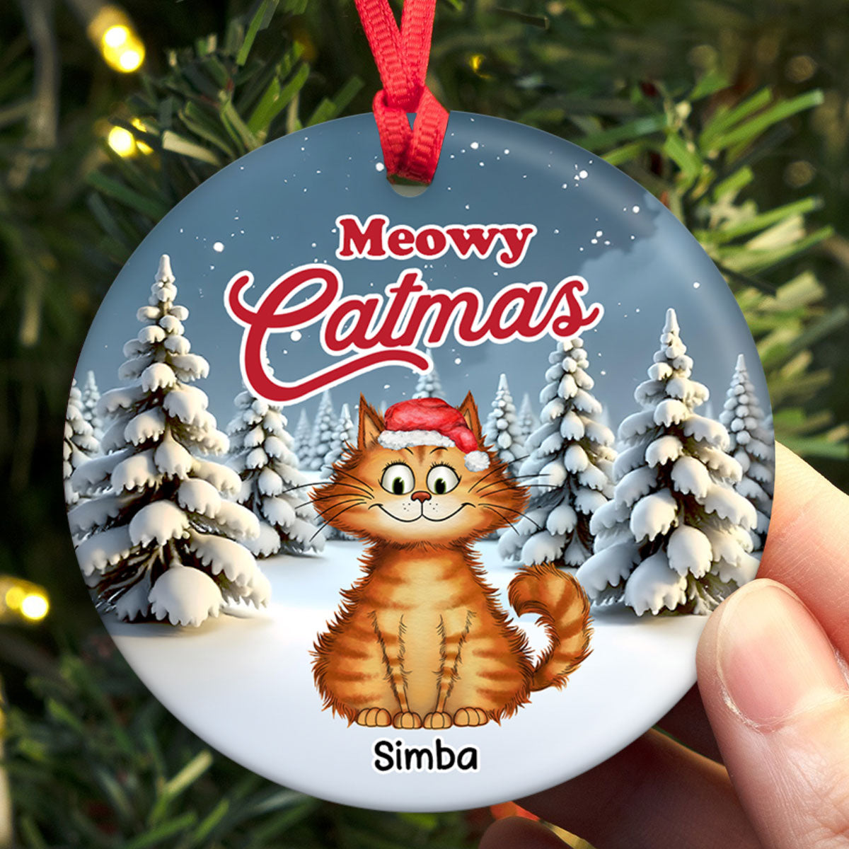 Meowy Catmas Quirky Cats Christmas Decor For Cat Lover Personalized Ceramic Ornament