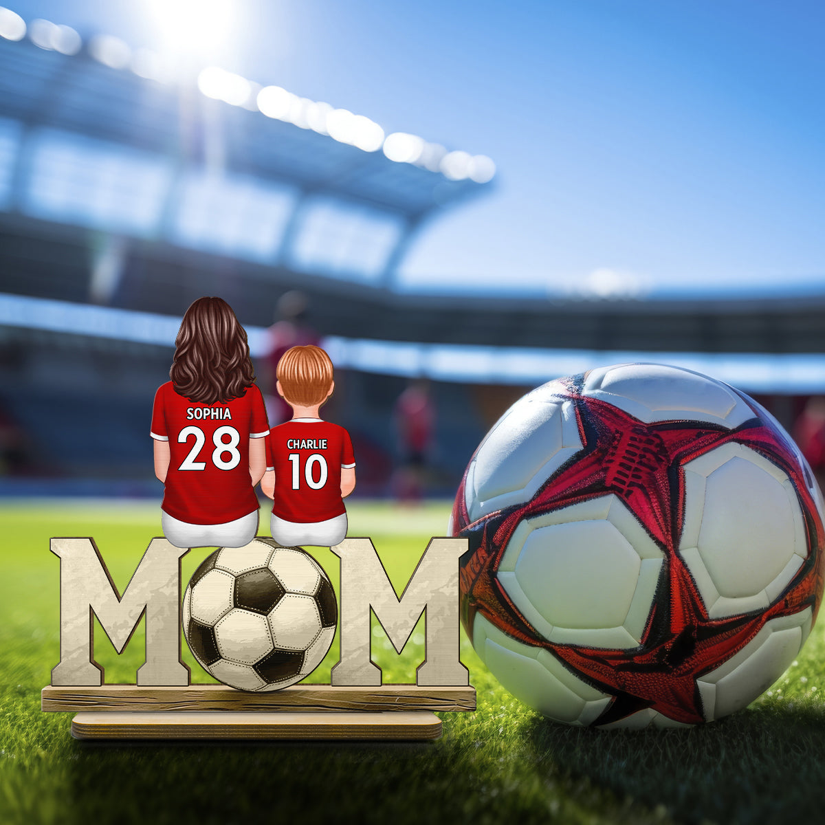 Soccer Mom And Kids - Personalized 2-Layered Wooden Plaque - Gift for Mom, Gift for Grandma, Gift for Wife