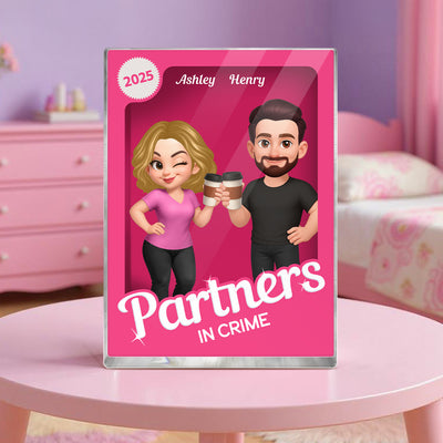 [Men & Women Besties Version] Besties Forever Pink 3D Effect Action Figure Personalized Acrylic Block