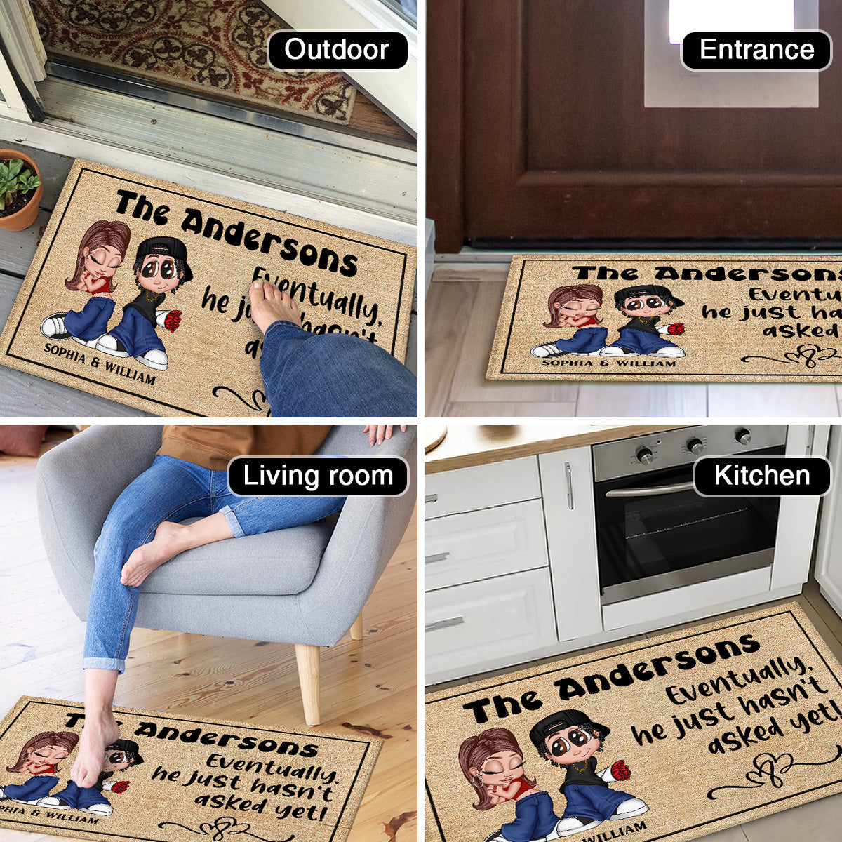 Eventually He Hasn‘t Asked Yet Y2K Couple Funny Housewarming Gift Personalized Doormat
