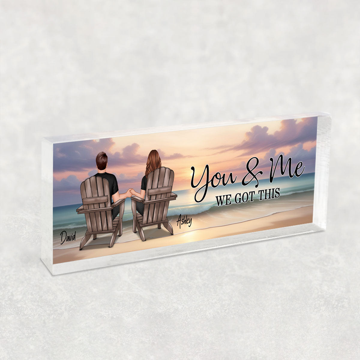 You & Me We Got This Couple Back View At Beach Personalized Acrylic Desk Block Plaque