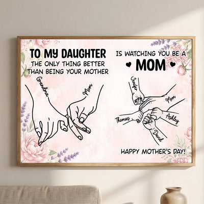 To My Daughter From Mom Holding Hands Custom Kids Names - Personalized Poster - Mother's Day Gift For Daughter
