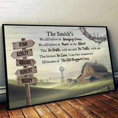 Amazing Grace Farmhouse Wooden Road Sign Premium Poster, Perfect Family Personalized House, Kitchen, Living Room Decoration