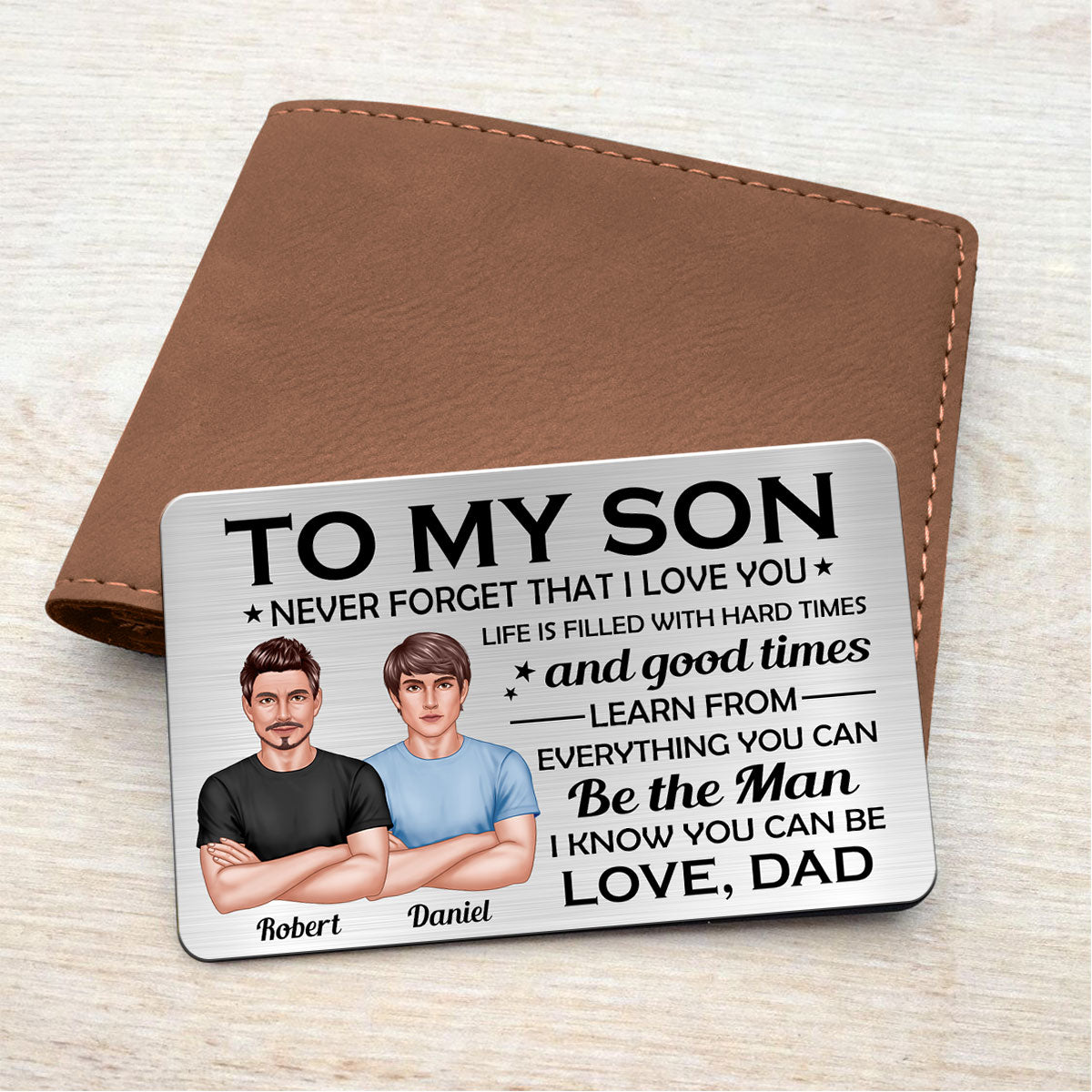 To My Son From Dad Personalized Metal Wallet Card