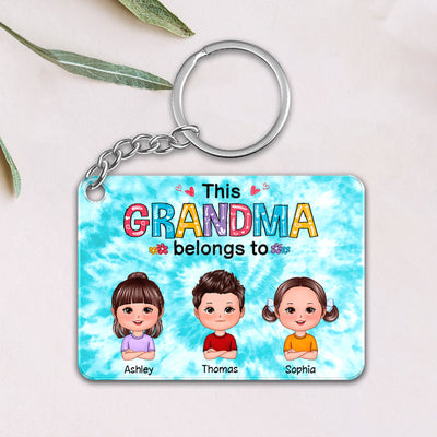 Colorful Floral Pattern This Grandma Mom Belongs To Doll Kids Personalized Acrylic Keychain