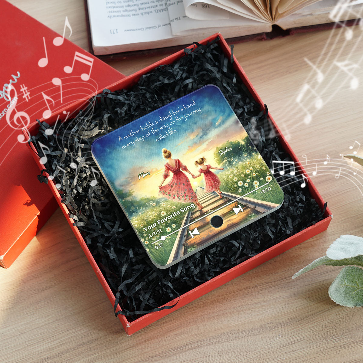 A Mother Holds Her Daughter's Hand Personalized Music Fridge Magnet, Heartfelt Mother Daughter Gift, Birthday Gift for Mom