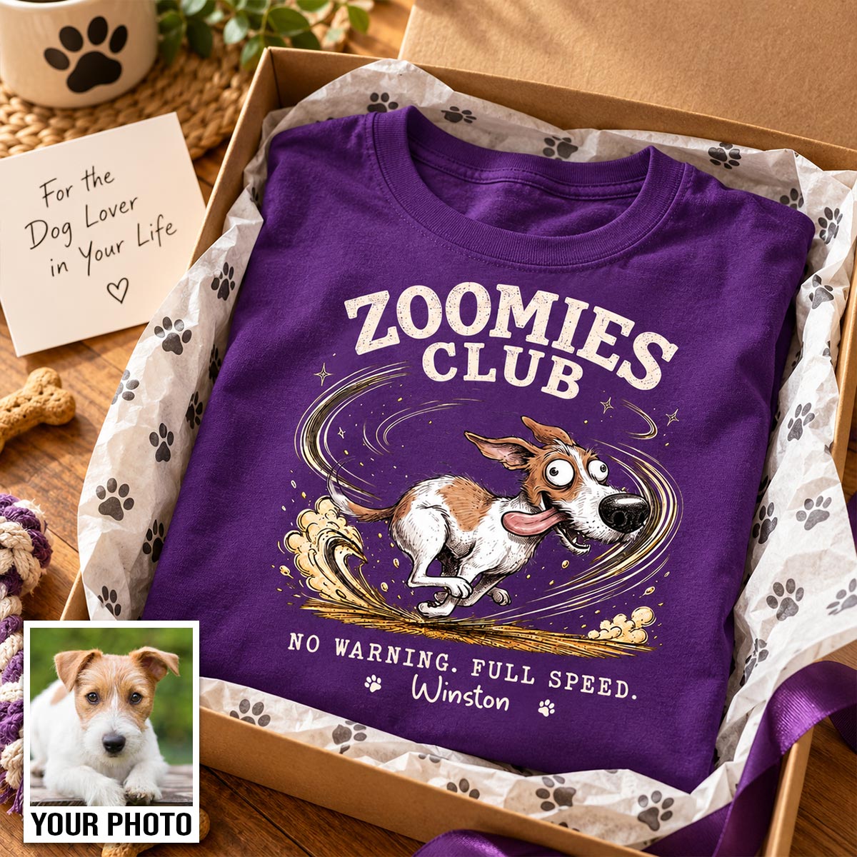 Zoomies Club Quirky Dog Portrait From Your Custom Pet Photo - Personalized Shirt - Funny Gift For Dog Cat Lover