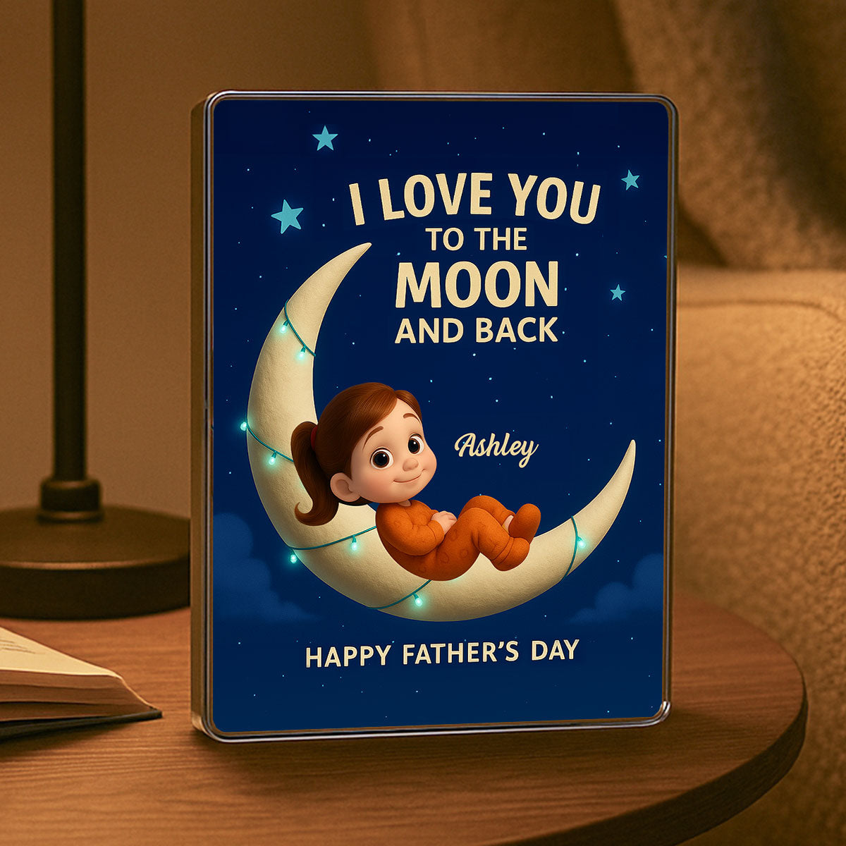 I Love You to the Moon and Back Personalized Acrylic Block Plaque, Father's Day Gift for Dad