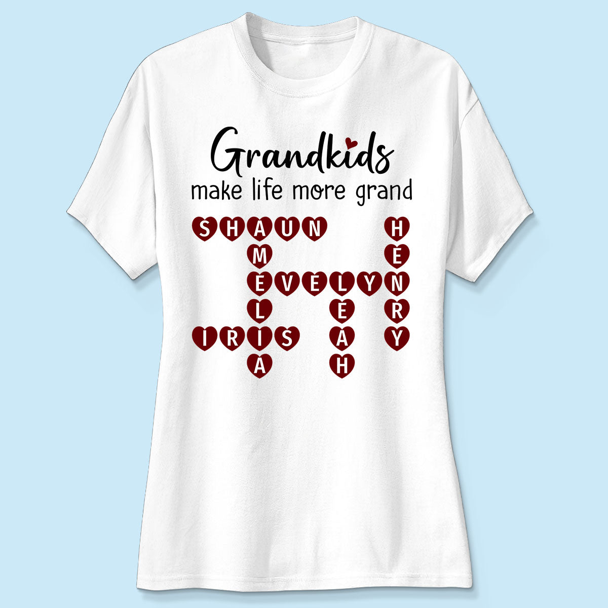 Grandkids Make Life Grand Heart Crossword Puzzle Personalized Shirt