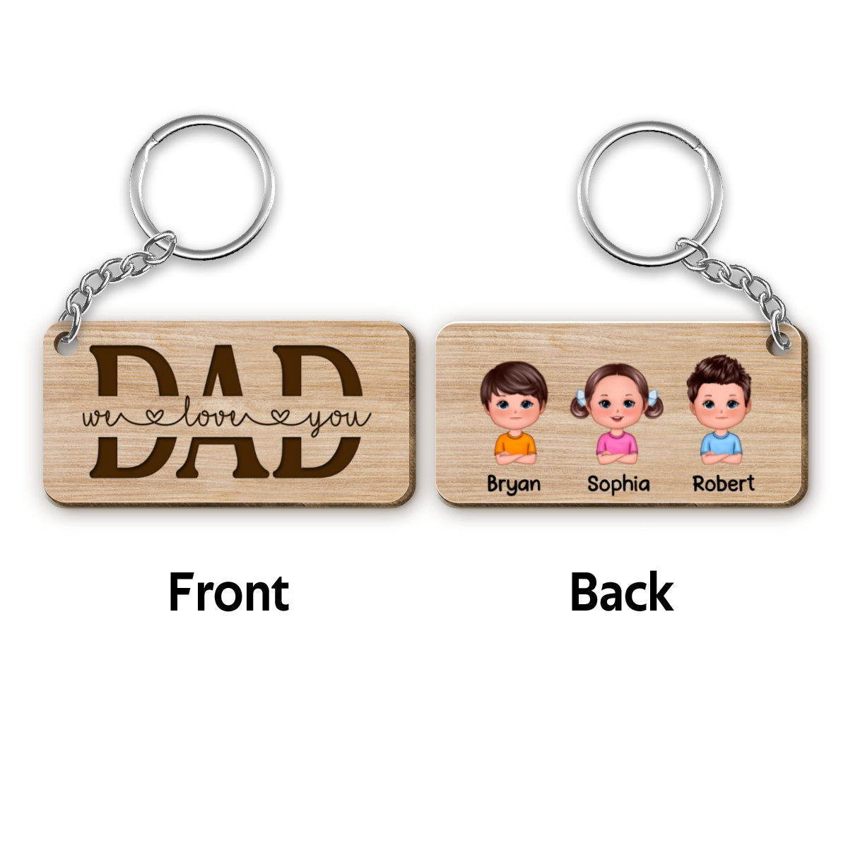 Best Dad Ever Drive Safe Daddy Doll Kids Dog Cat Personalized Wooden Keychain