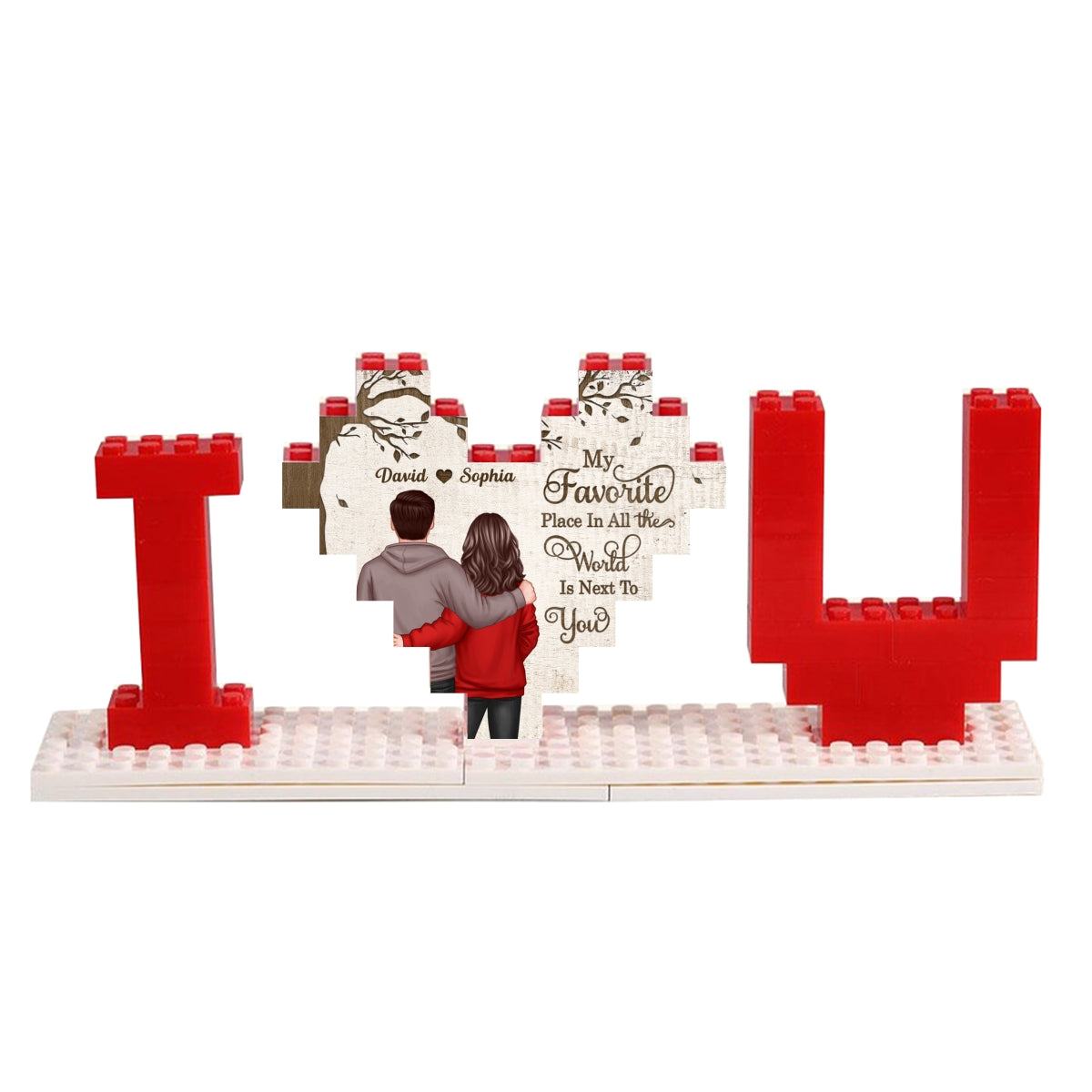 Personalized Building Blocks Puzzle, Couple Favorite Place, I Love You Block Puzzle, Birthday, Anniversary Gifts for Her & for Him