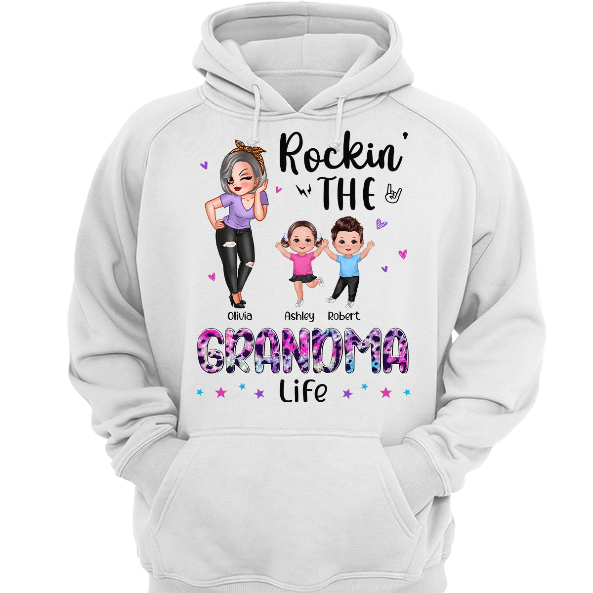 Colorful Leopard Rockin‘ Grandma Life Personalized Shirt