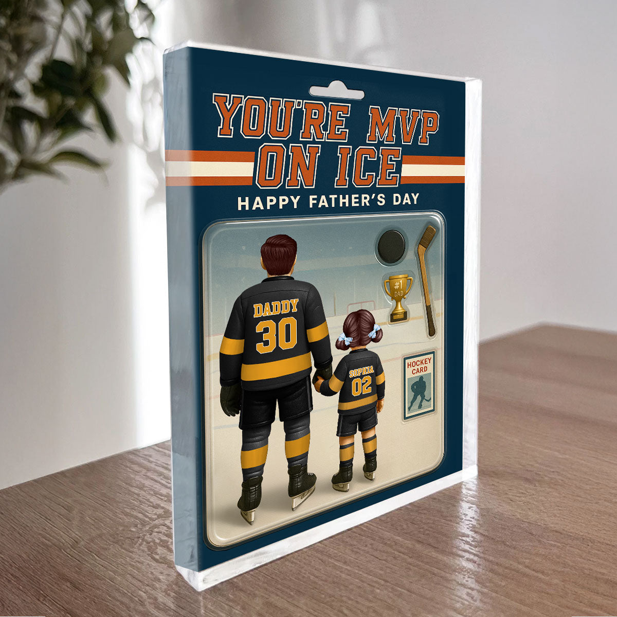 You're My MVP On Ice Hockey Dad Custom Action Figure Personalized Acrylic Block Plaque, Father's Day Gift for Dads, Gift for Husband