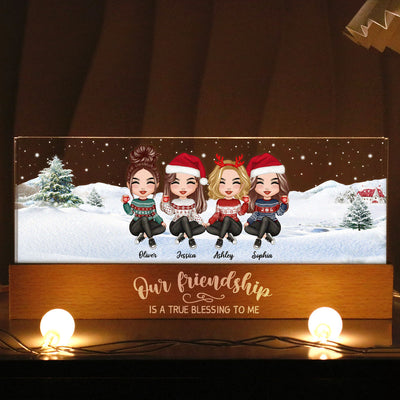Our Friendship Is A True Blessing To Me Besties Personalized Acrylic Block LED Night Light