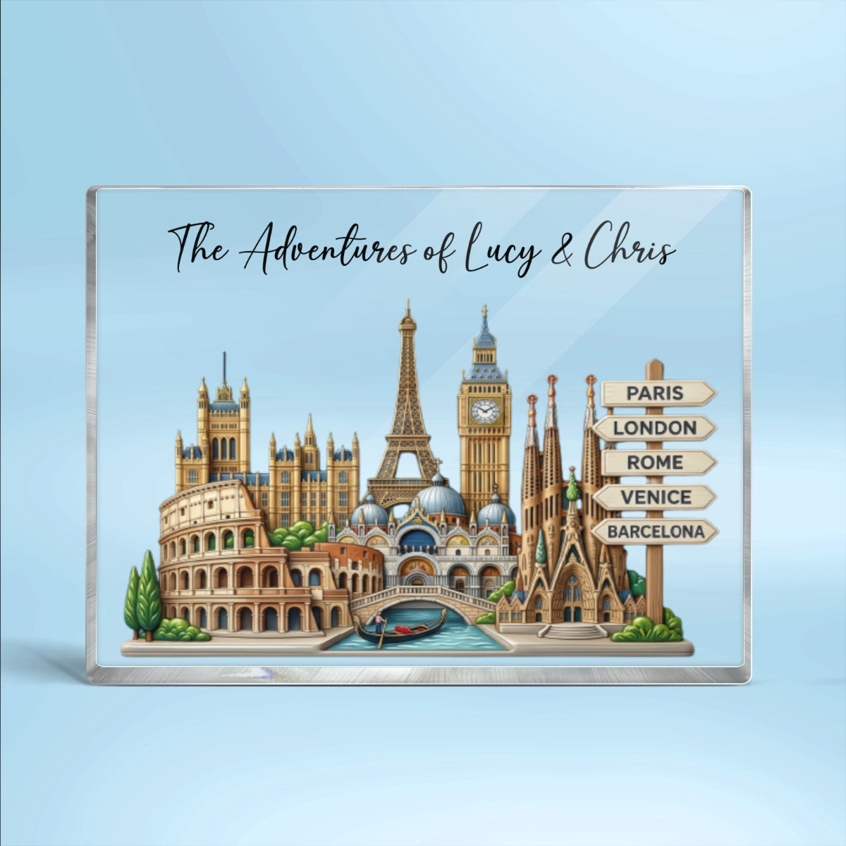 Travel Destinations The Places You've Been Landmarks - Personalized Acrylic Block Plaque - Traveling Destination Keepsake, Gift For Traveling Lovers