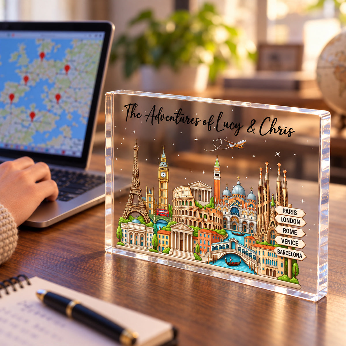 Travel Destinations The Places You've Been Landmarks - Personalized Acrylic Block Plaque - Traveling Destination Keepsake, Gift For Traveling Lovers