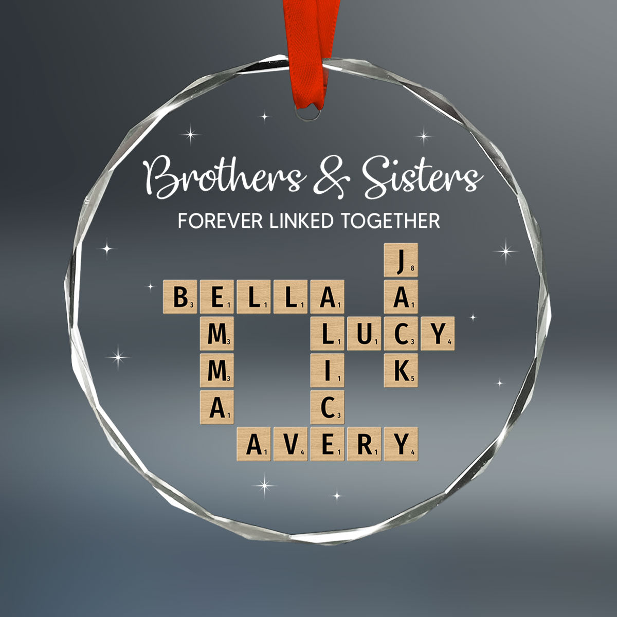 Brothers & Sisters Forever Linked Together Personalized Glass Ornament, Christmas Gift For Brothers, Sisters, Siblings, Family