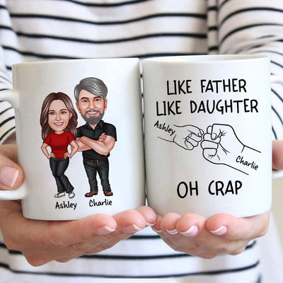 Like Father Like Daughter Like Son Caricature Fist Bump Personalized Mug