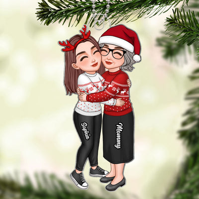 Mom & Daughter Son Hugging Christmas Gift For Kids Children Personalized Acrylic Ornament