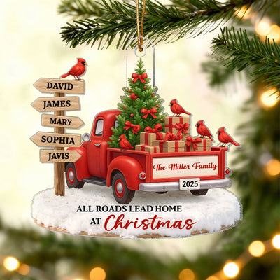 All Road Leads Home at Christmas - Personalized Acrylic Ornament - Christmas Gift for Family
