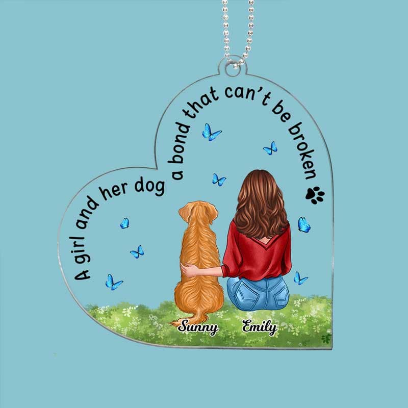 A Girl And Her Dog Bond Can‘t Be Broken Personalized Acrylic Ornament