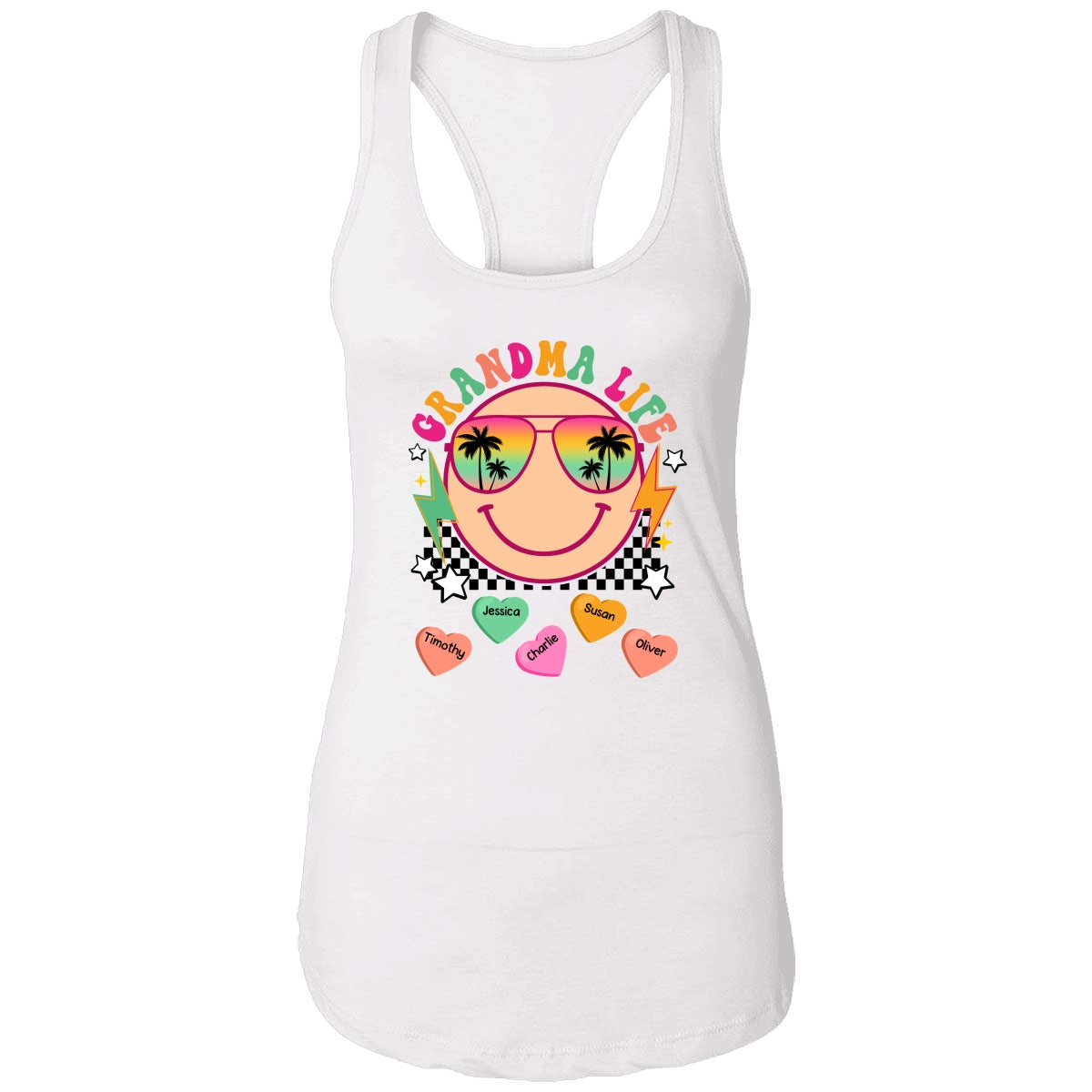 Grandma Mom Life Summer Vibes Personalized Tank Top