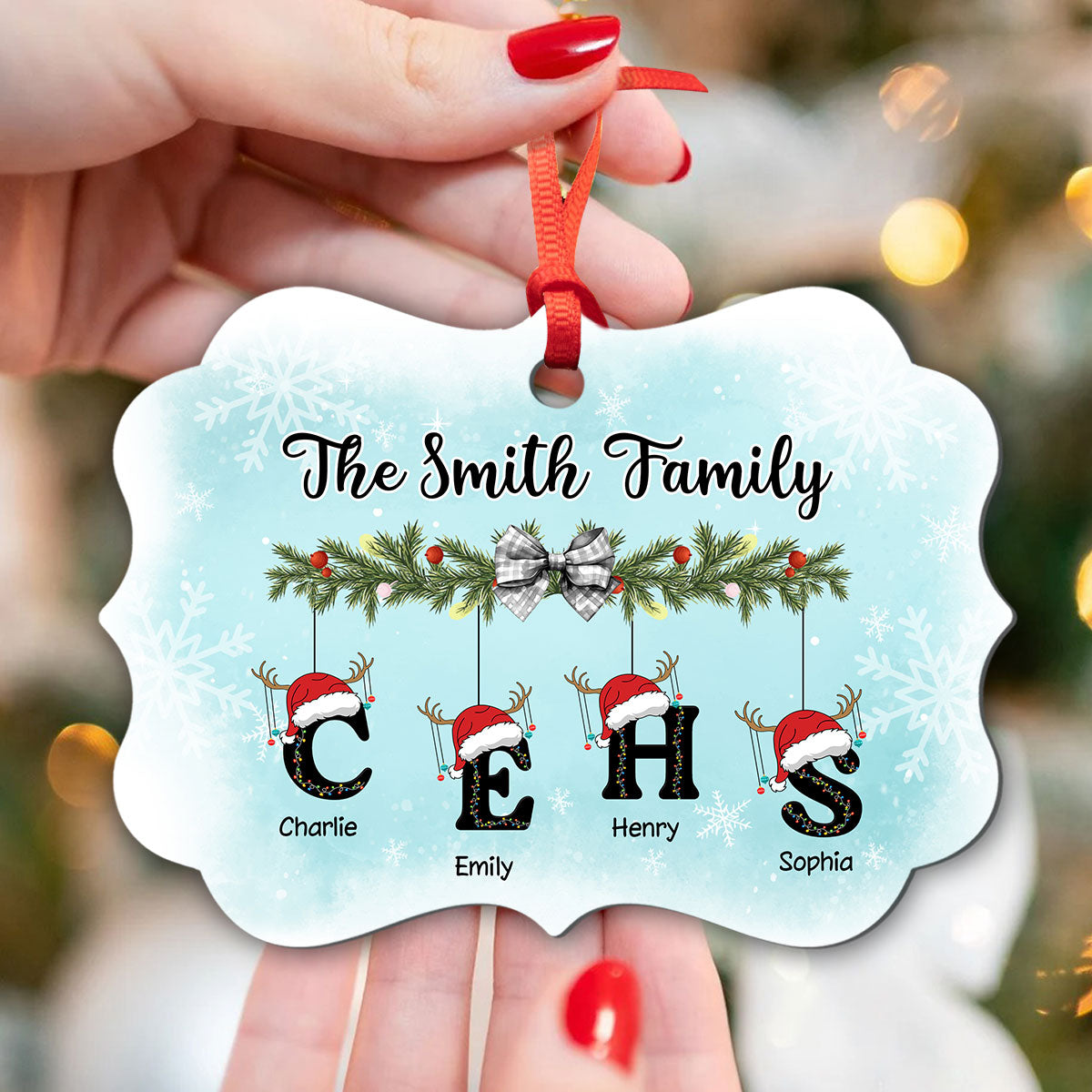 Family First Letter Name Christmas Personalized Aluminum Ornament