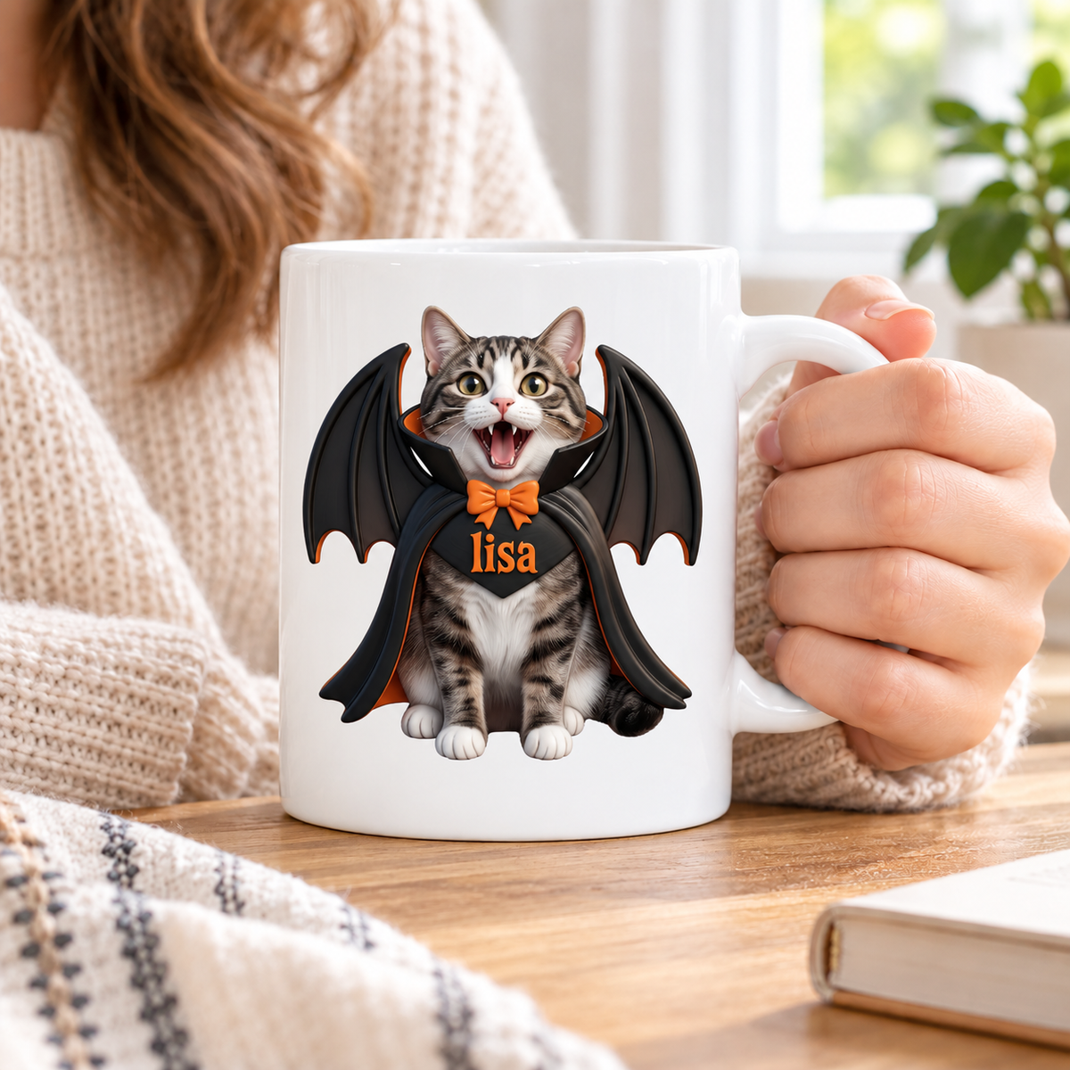 Custom Dog Cat Vampire - Personalized Mug - Spooky Rustic Halloween Porch Decoration