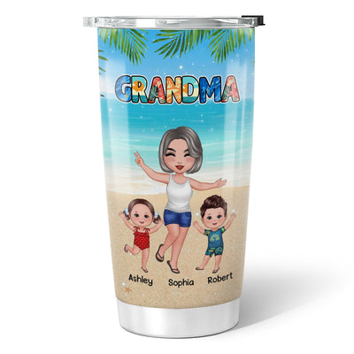 Grandma Mom Summer Pattern Happy Doll Woman And Kids Personalized Tumbler