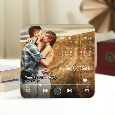 Upload Photo Calendar Anniversary Date Personalized Music Fridge Magnet, Anniversary  Gift For Him, For Her