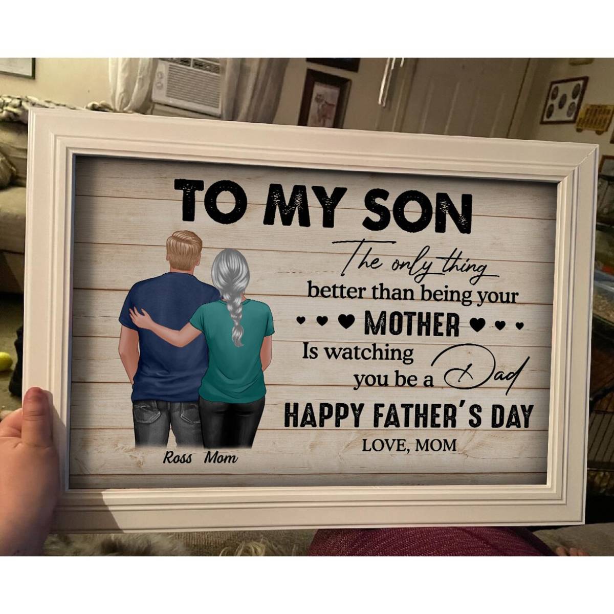 From Mom To Son Watching You Be A Dad Personalized Poster, Heartfelt Gift For Son