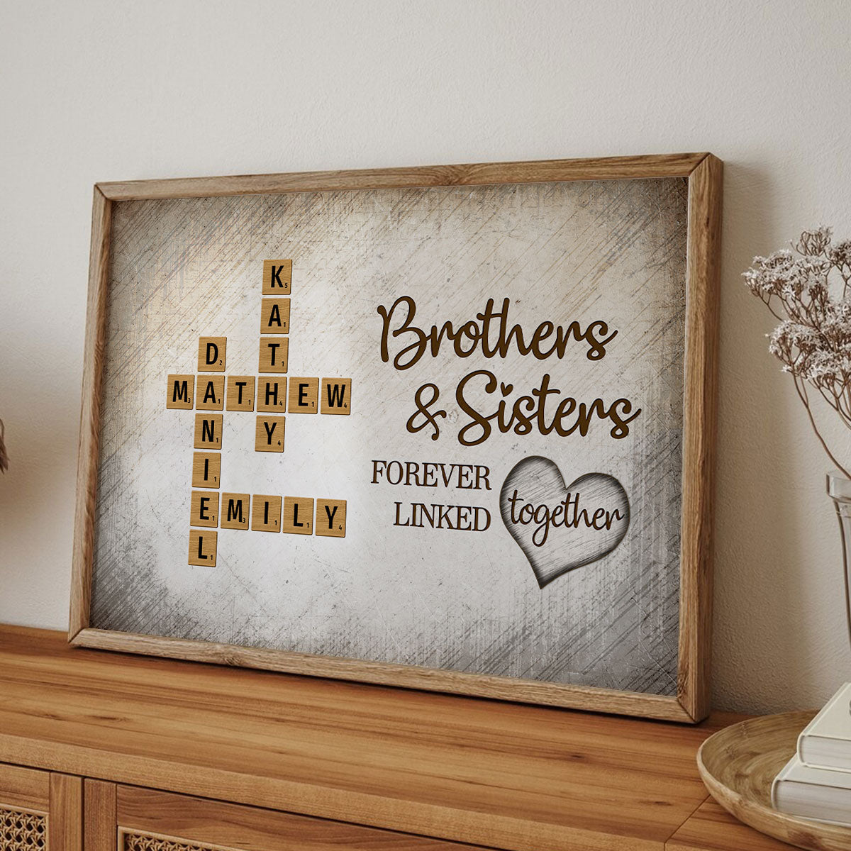 The Love Between Brothers & Sisters Knows No Distance Crossword Puzzle Art, Personalized Poster