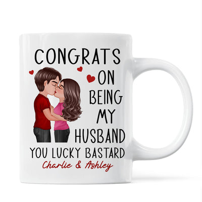 Congrats On Being My Husband Doll Couple Kissing Personalized Mug